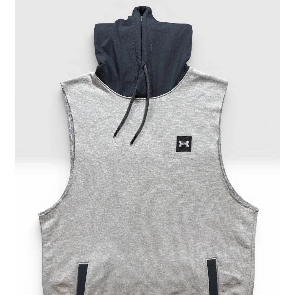 Under Armour Men's Sportstyle Sleeveless Hoodie Size Small Gray Pocket -1836 - Picture 3 of 6